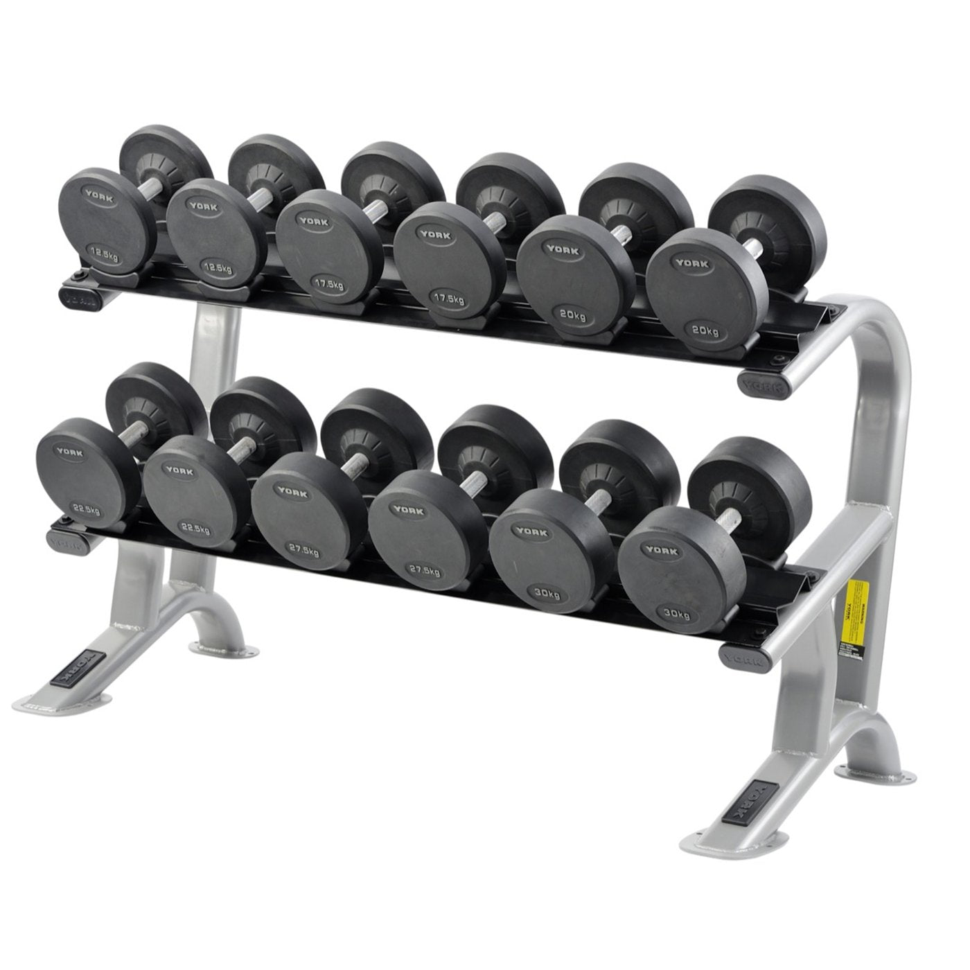 York Pro-Style Round Rubber Dumbbells.
