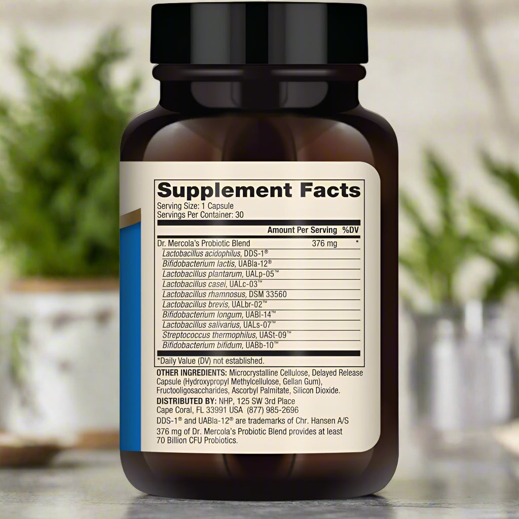 Dr. Mercola Complete Probiotics - 70 Billion CFU - Supplement Facts.