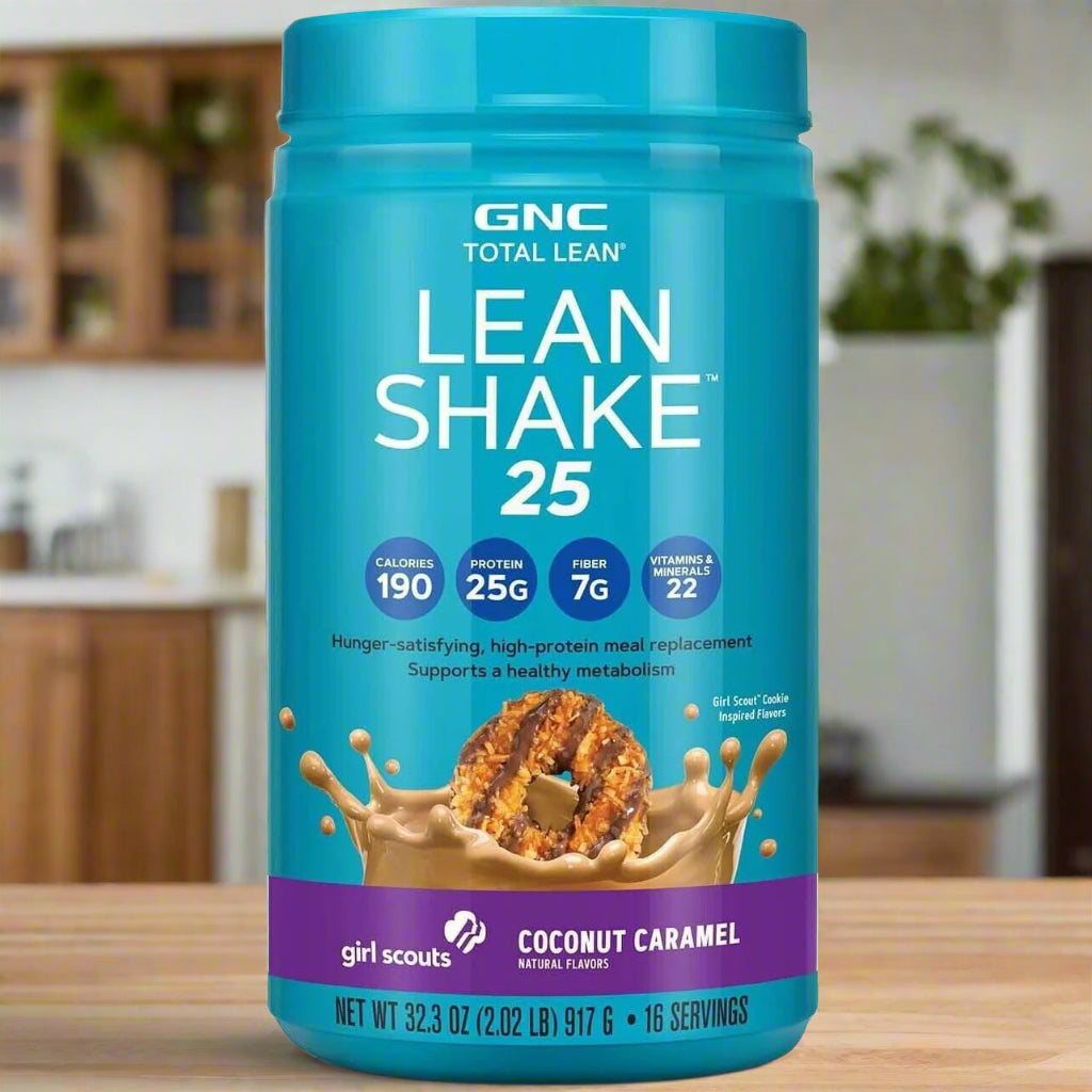 GNC Lean Shake 25 Protein Girl Scout Coconut Caramel.