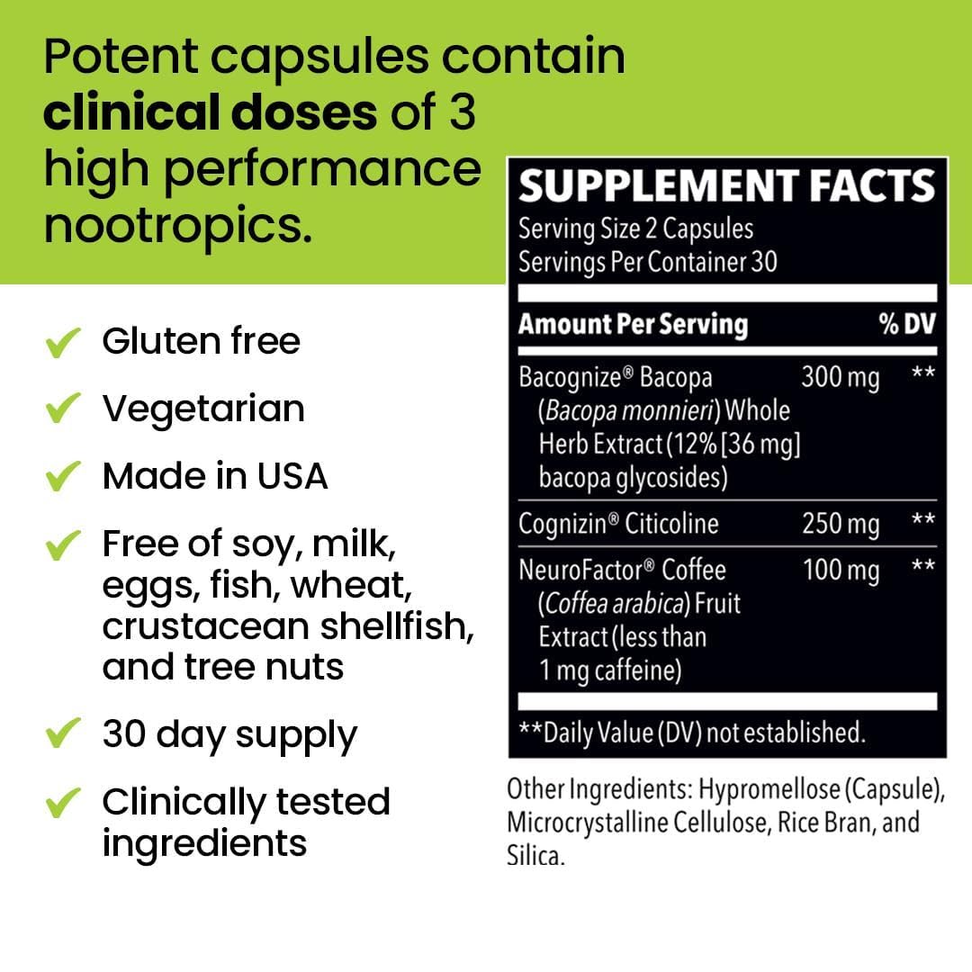 NeuroQ Smart Thinking Supplement - Supplement Facts.