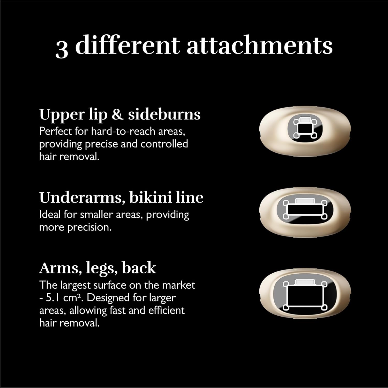 Silk'n 7 Face and Body IPL Hair Removal Attachments.