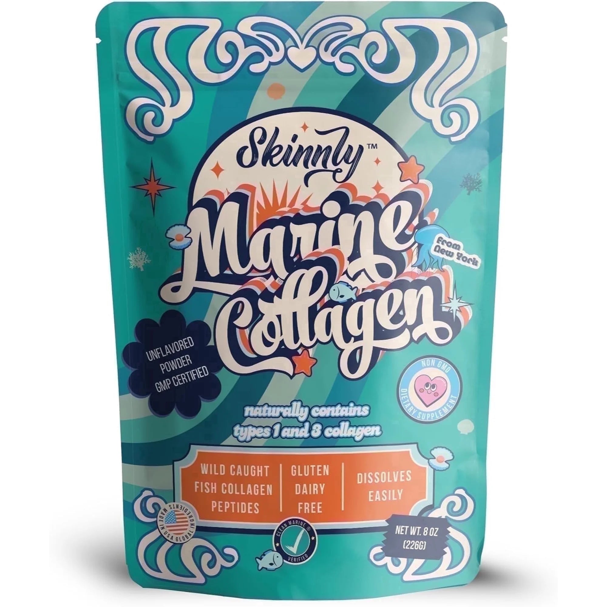 Skinnly Marine Collagen packaging on a white background