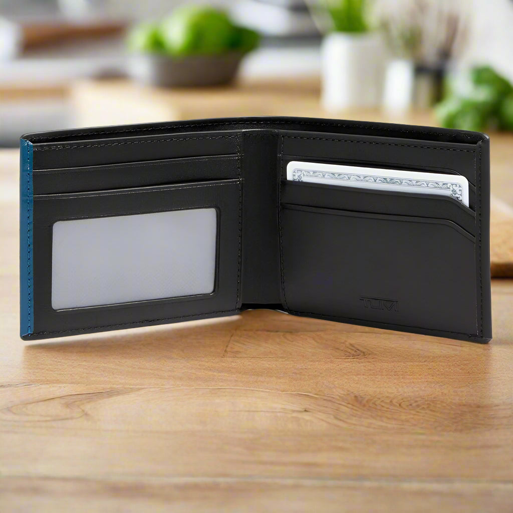 Tumi Double Billfold - Turquoise - open.