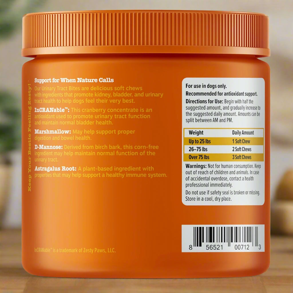 Zesty Paws Supplement Facts.