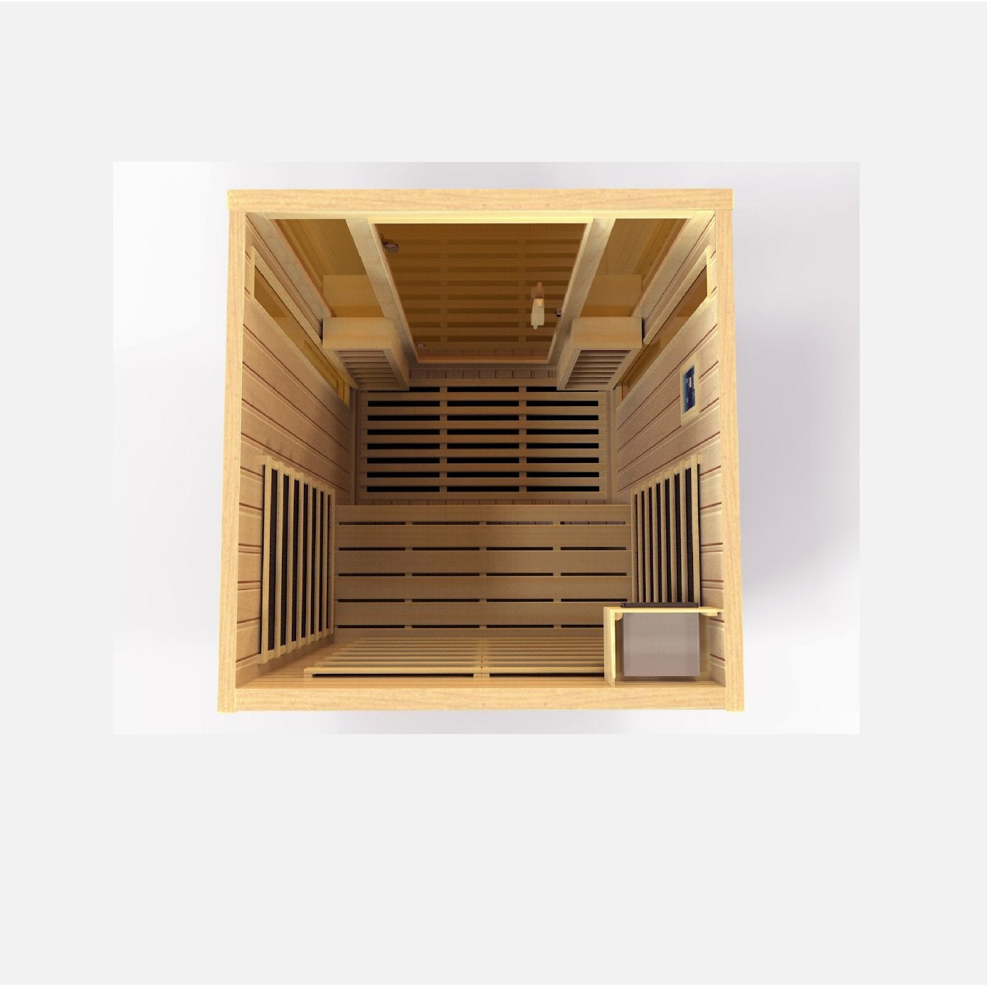 Golden Designs Full Spectrum Low EMF 2 Person Sauna - interior top view.