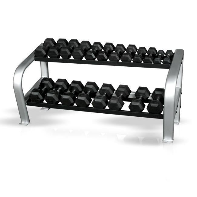Inflight Fitness Deluxe 2 Tier Rack with 5-50 lbs hex dumbbells
