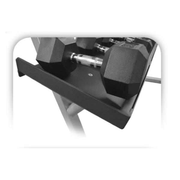 Inflight Fitness Dumbbell Rack Angled Shelf for easy dumbbell placement.