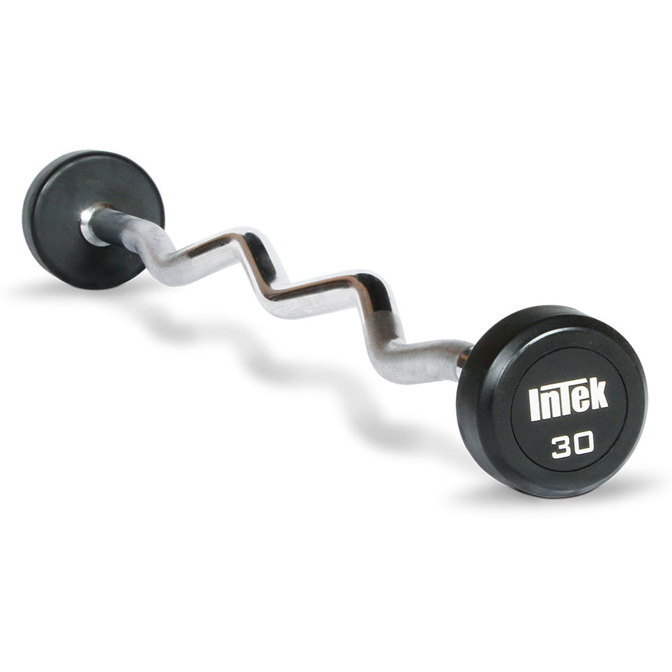 INTEK Champion Series Rubber EZ Curl Barbells 20-110 lbs 