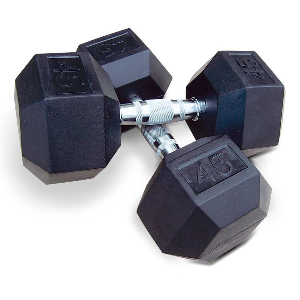 INTEK Premium Rubber Hex Dumbbells