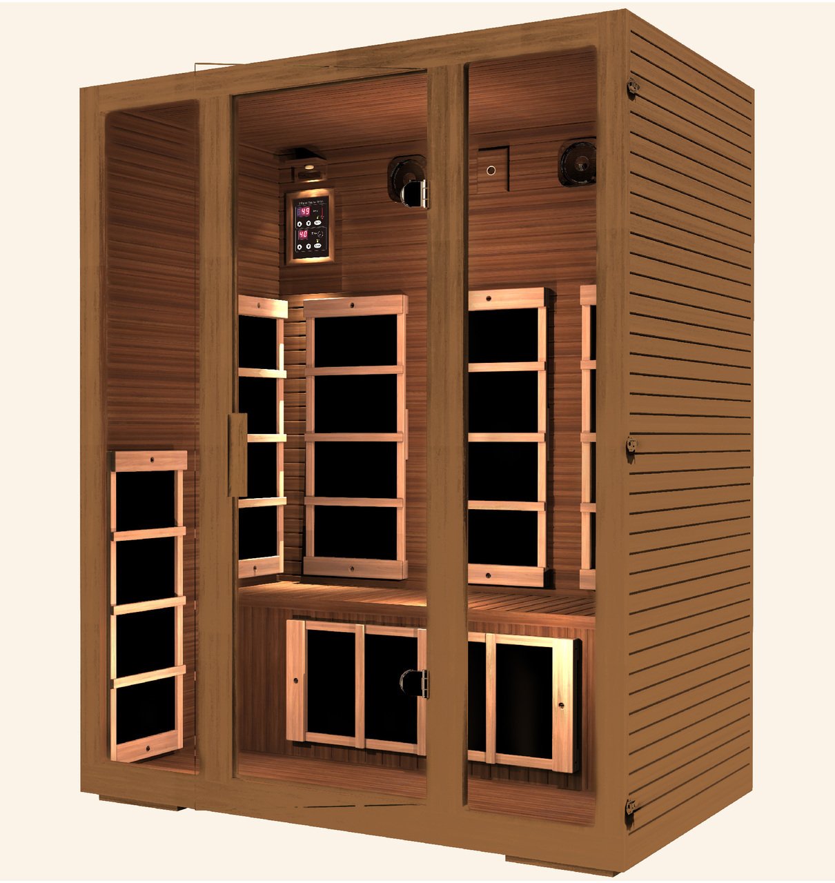 JNH LifeStyles Freedom 3 Person Sauna designed with special safety glass.