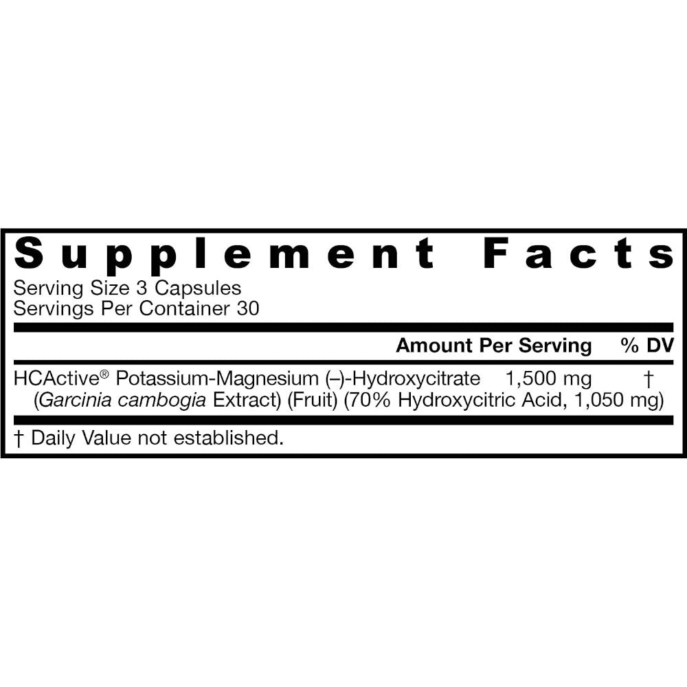 Jarrow Formulas HCActive Garcinia Cambogia 90 Caps - Supplement Facts.