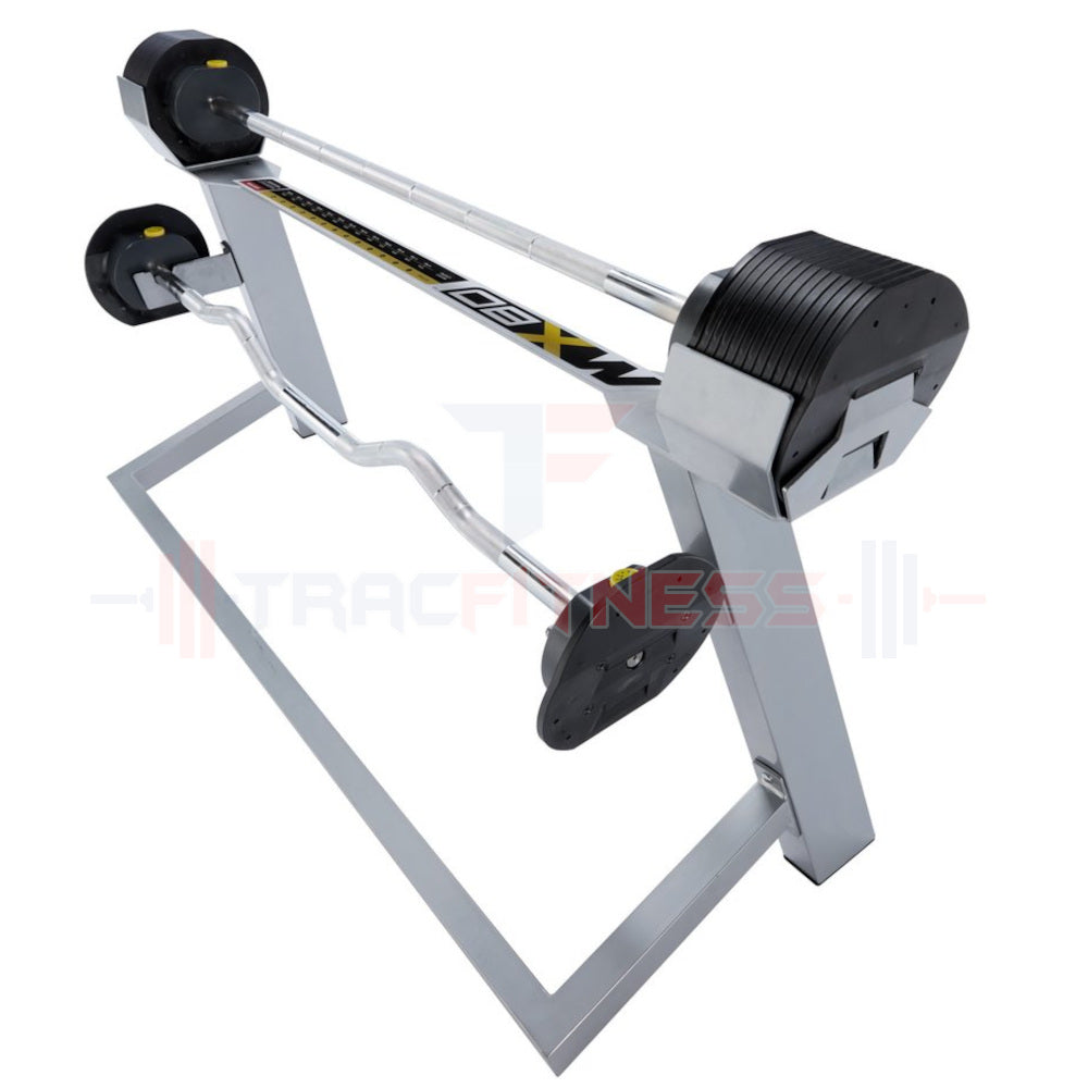 MX80 Select Compact Adjustable Barbells 20-80 lbs with Stand.