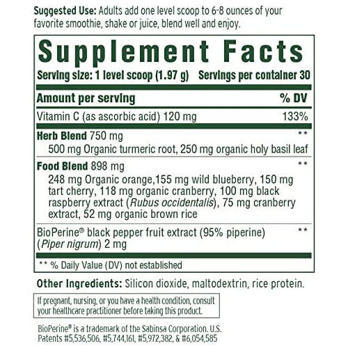 MegaFood Daily Turmeric Nutrient Booster Powder - Post-Exercise Recovery Supplement with Turmeric, Black Pepper & Tart Cherry - 2.08 oz