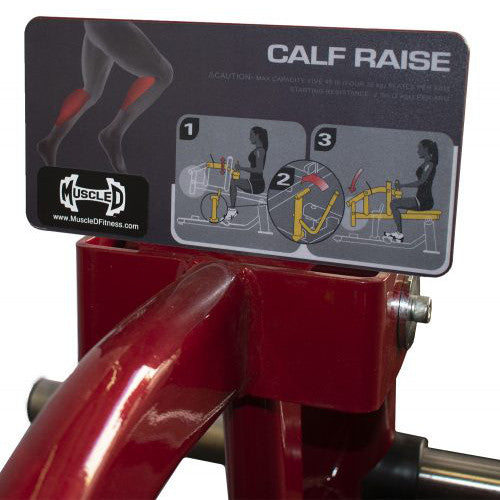 Muscle D Elite Leverage Seated Calf Machine - Instruction Placard.
