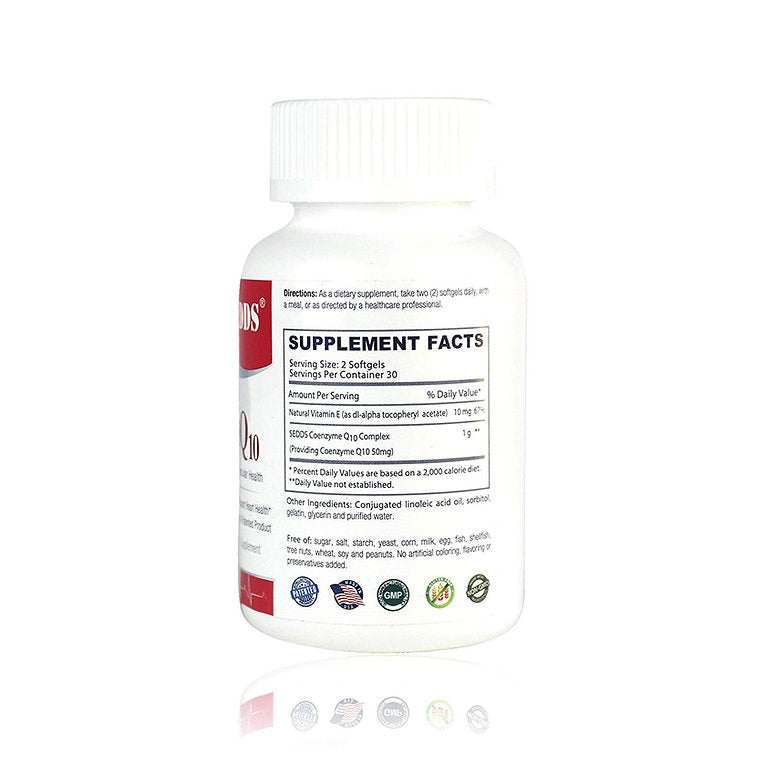 SEDDS CoQ10 Ubiquinol Cardiovascular Health Supplement - Supplement Facts.