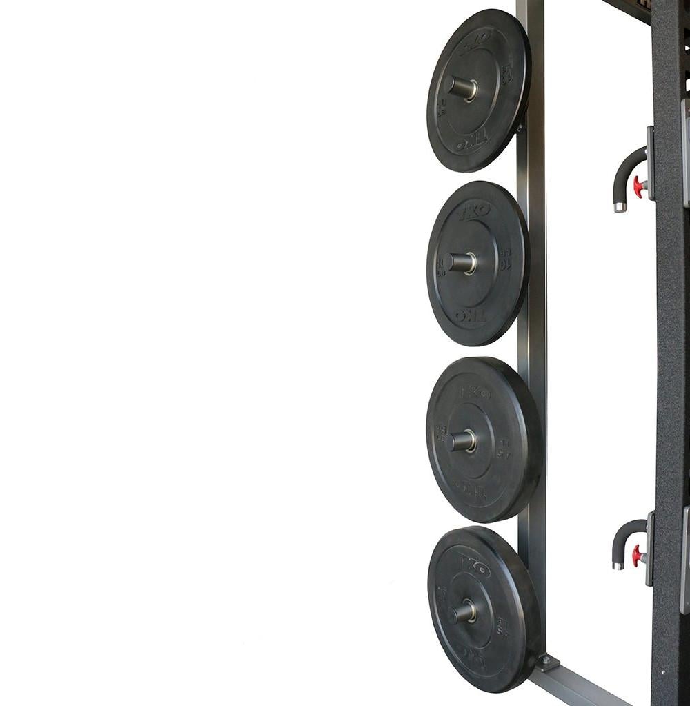 TKO 920PR Commercial Power Rack - Olympic Plate Horns with Bumper Plates.