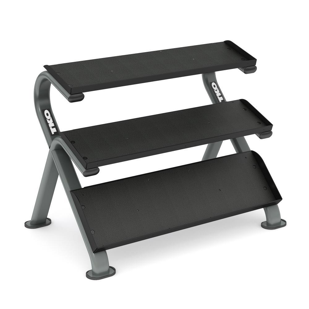 TKO 890HDR 3-Tier Horizontal Dumbbell Rack with Oval Tubing.