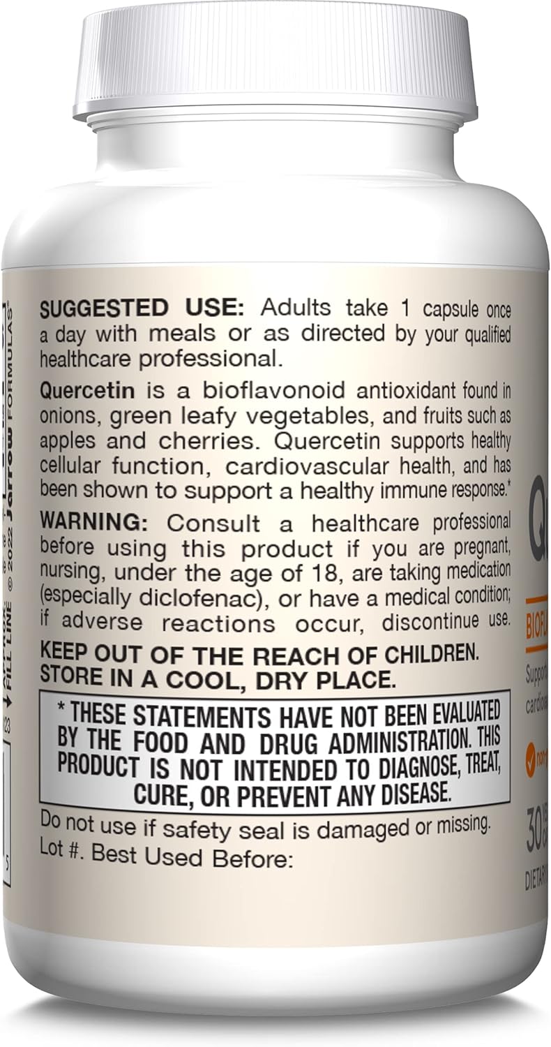 Jarrow Formulas Quercetin 500mg Supports Antioxidant Status, Cardiovascular Health & Immune Health 100 caps