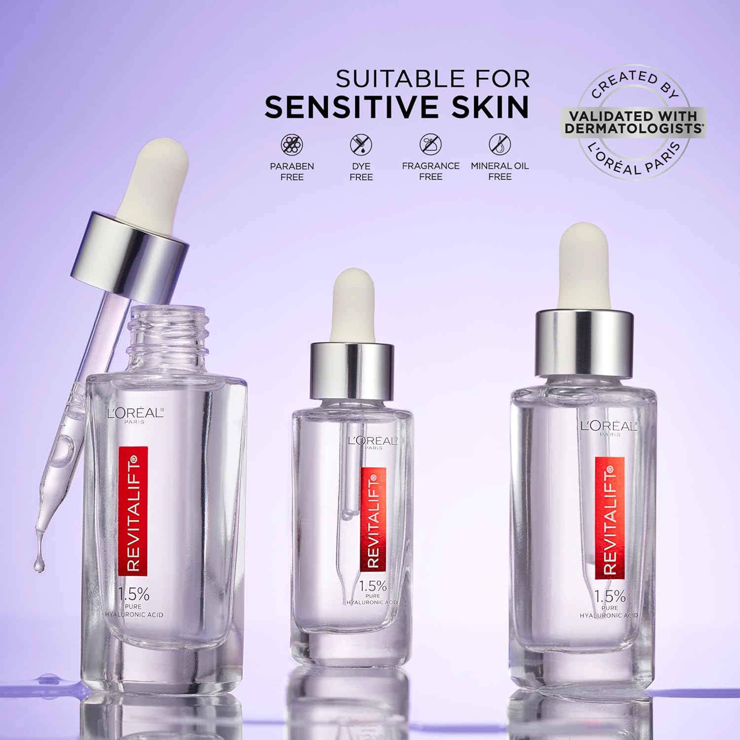 L'Oreal Paris Revitalift 1.5% Pure Hyaluronic Acid Serum for Face, Anti Aging Serum Skin - 0.5Fl Oz 15ml