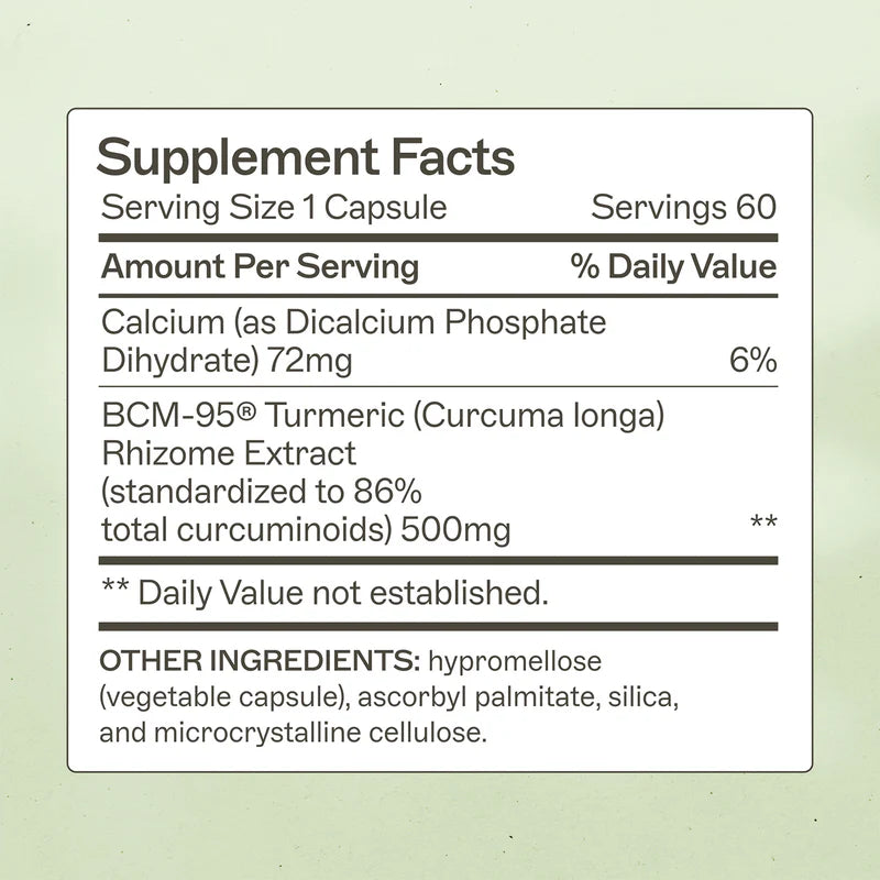 AMY MYERS Curcumin Super Soluble 60 Capsules Supplement facts label on a light green background