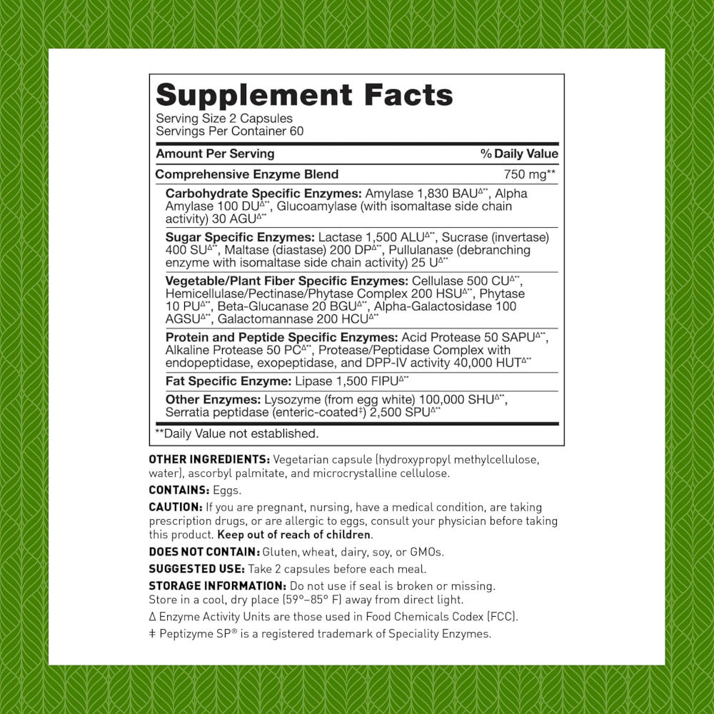 Amy Myers Complete Enzymes - Supplement Facts.