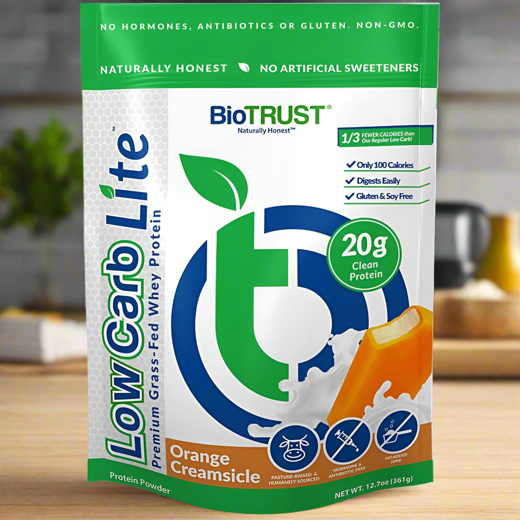 BioTrust Low Carb Lite Premium Grass-Fed Whey Protein - Orange Creamsicle.
