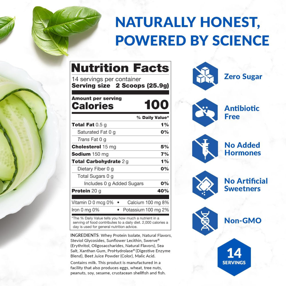 BioTrust Low Carb Lite Premium Grass-Fed Whey Protein - Supplement Facts.
