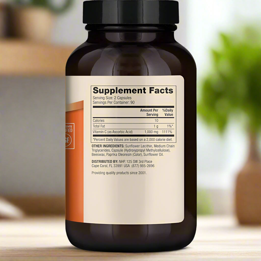 Dr Mercola Liposomal Vitamin C - 180 Caps - Supplement Facts.