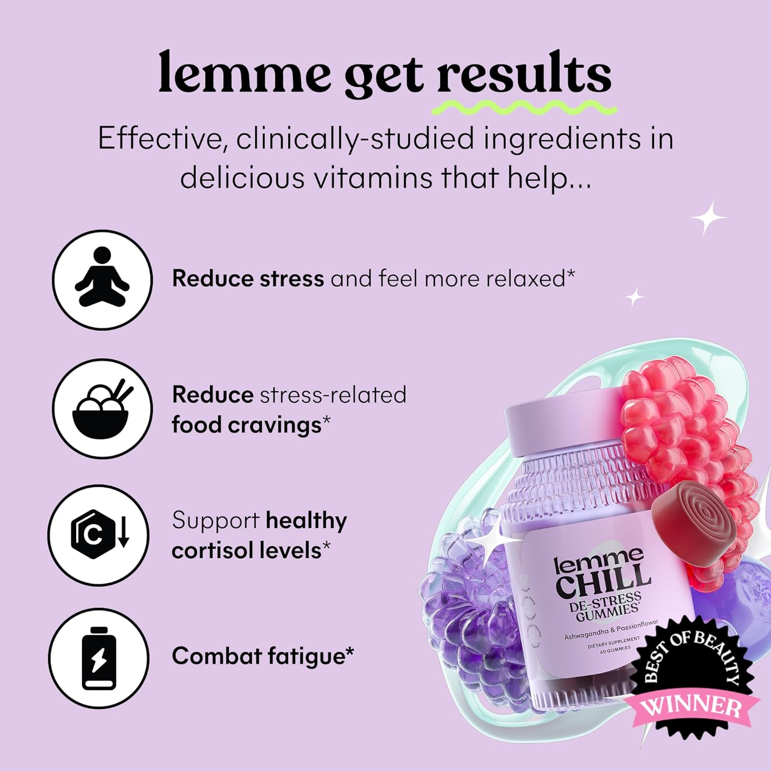 Lemme Chill De-Stress Gummies - Key Features.