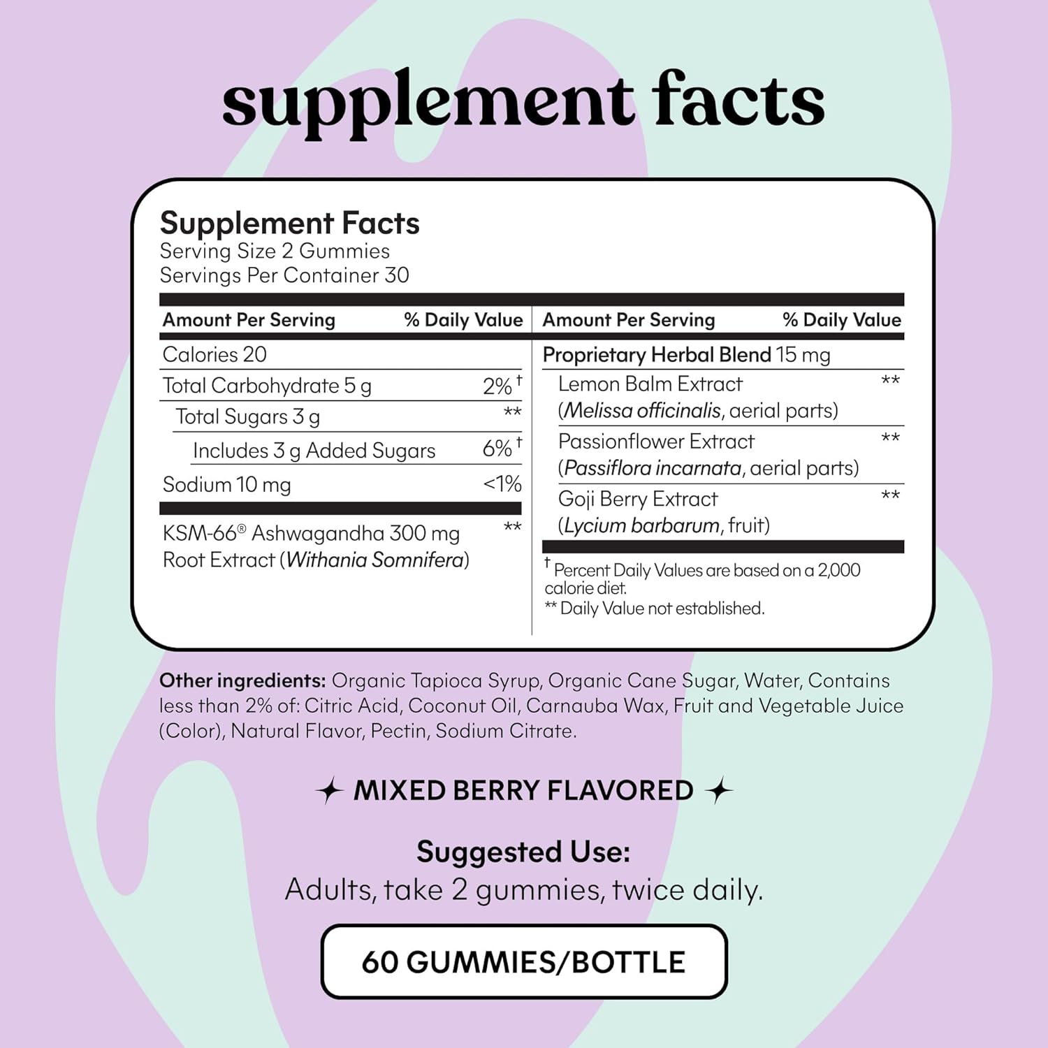 Lemme Chill De-Stress Gummies - Supplement Facts.