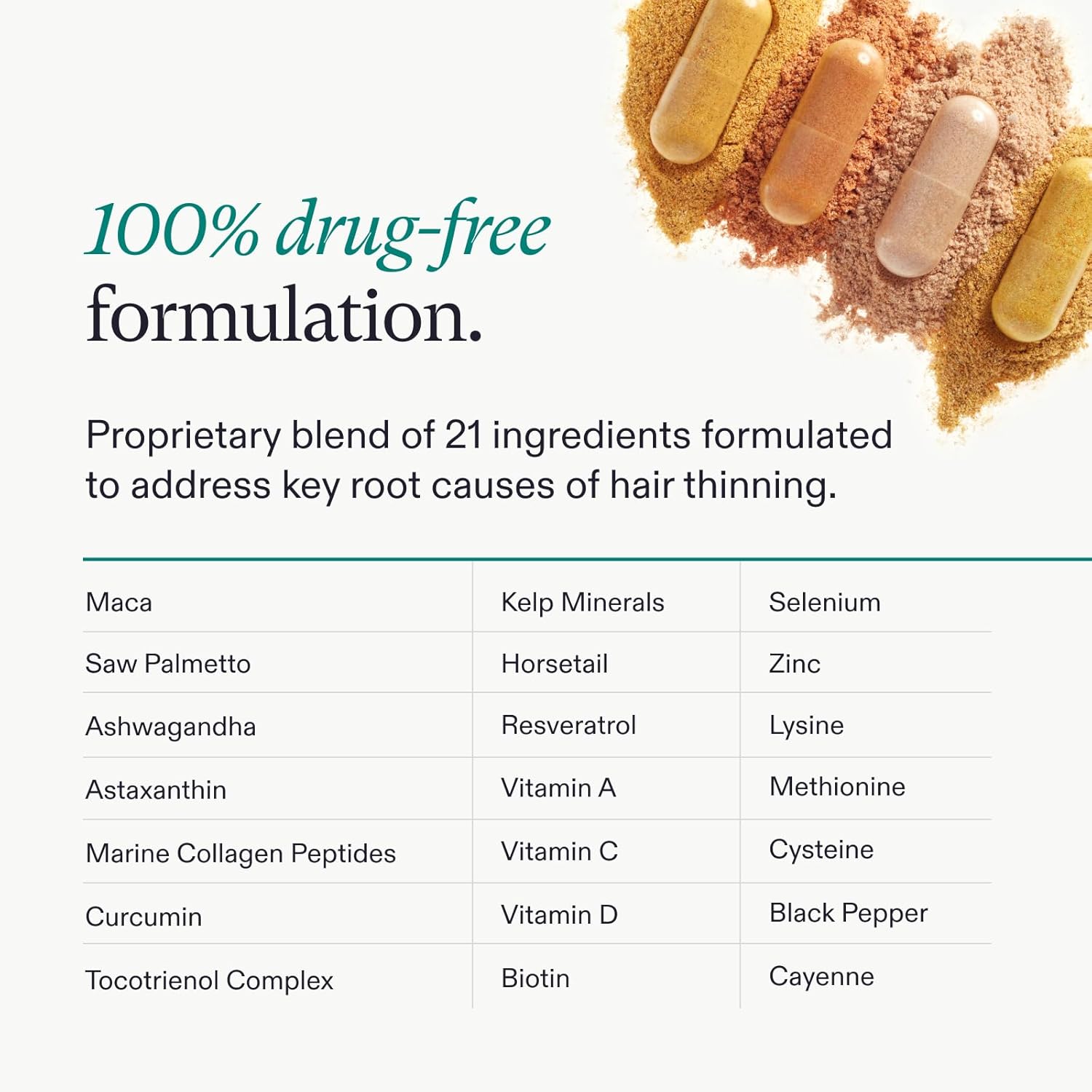 Nutrafol Women product packaging with ingredients listed for a hair thinning solution, featuring maca, kelp minerals, and other health benefits.
