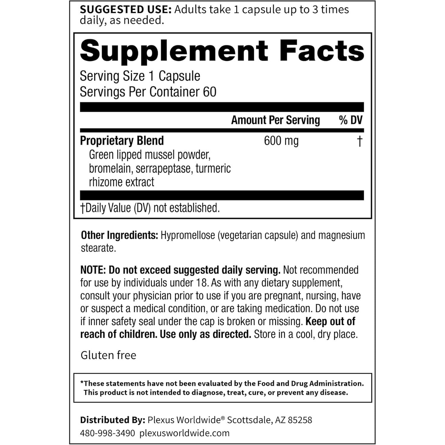 Plexus Ease Nutrition Series - Supplement Facts.
