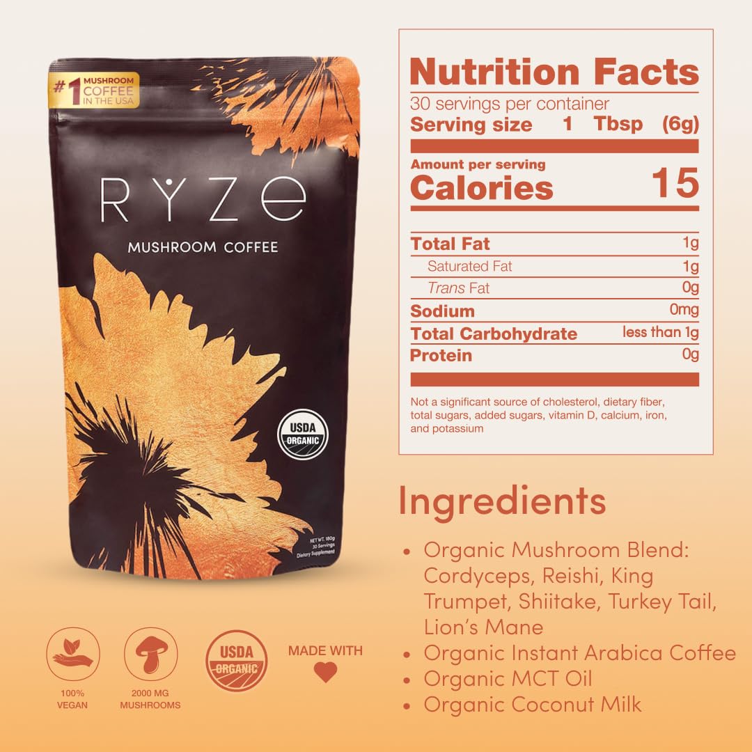 Ryze Mushroom Coffee - Supplement Facts.