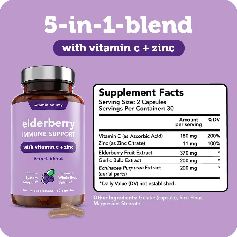 Vitamin Bounty Elderberry Immune Support - Supplement Facts.