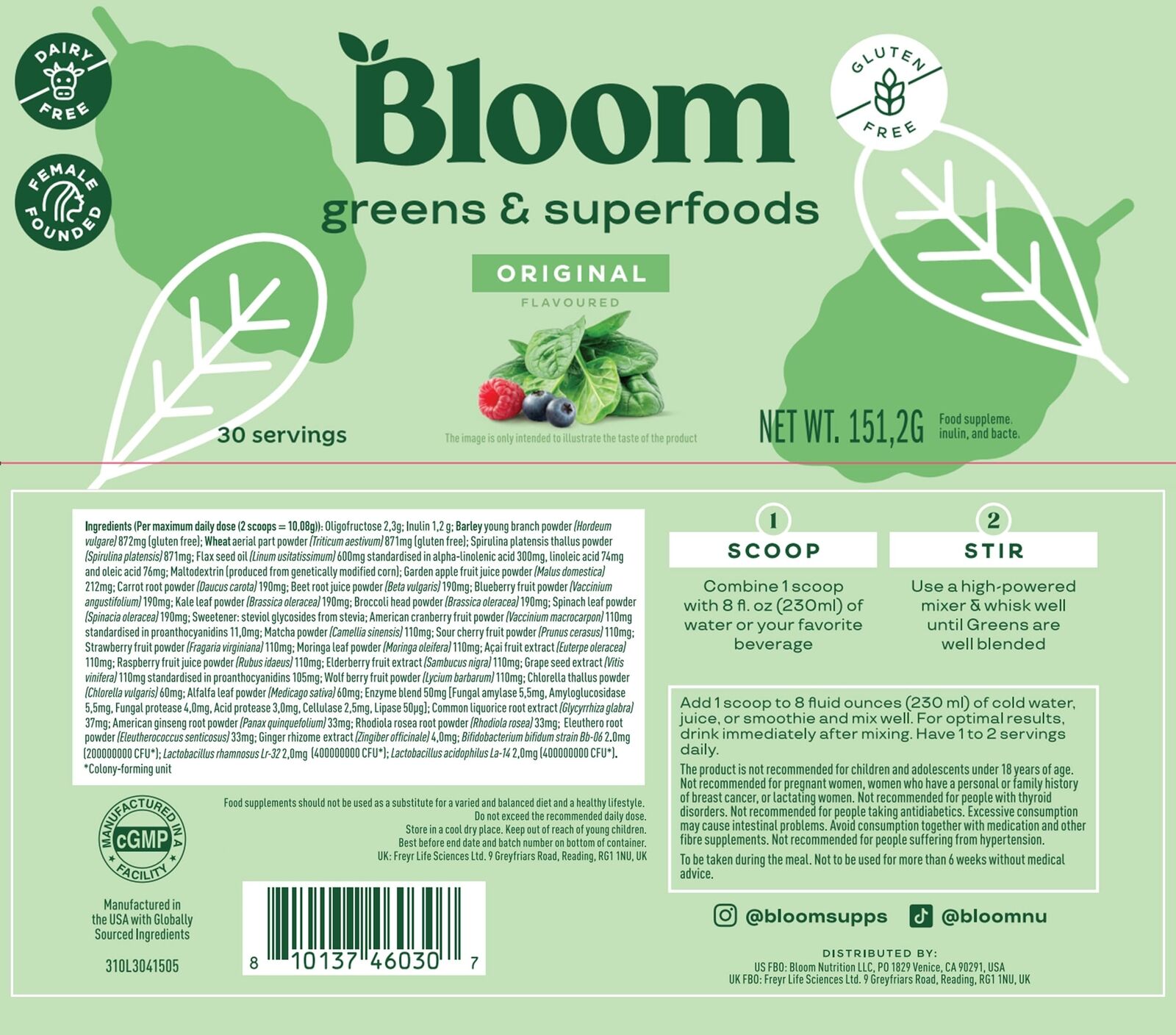 Bloom Greens & Superfoods, Original , 5.3 oz