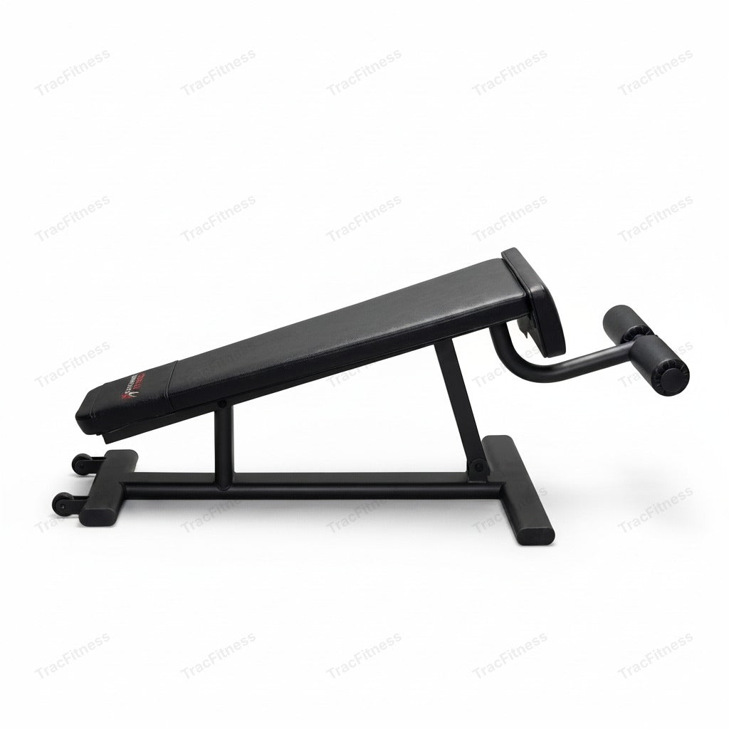 Inflight Fitness Black adjustable decline bench on white background