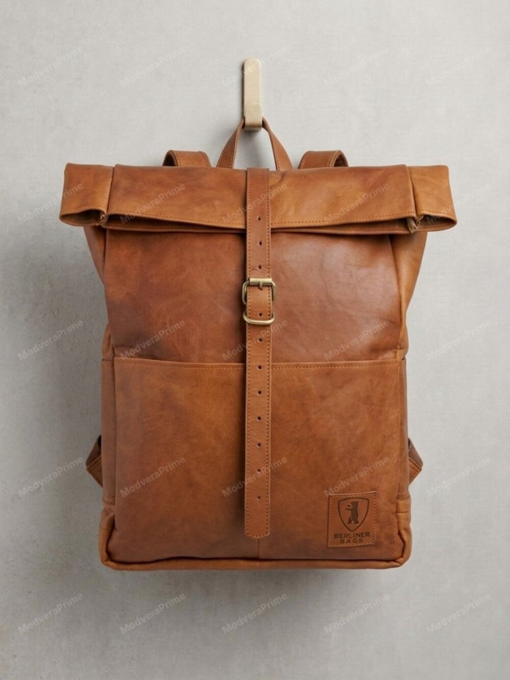 Berliner Bags Paris XL Backpack Vintage Brown Goat Leather 17in Rolltop