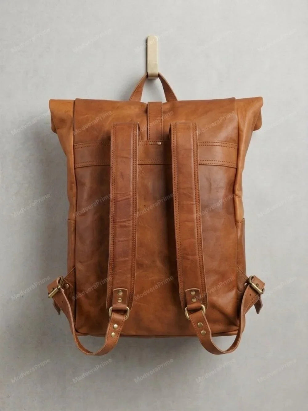 Berliner Bags Paris XL Backpack Vintage Brown Goat Leather 17in Rolltop