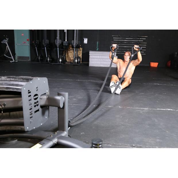 ABS Battle Ropes ST System being used with the ABS tireflip 180.