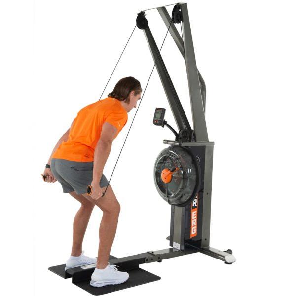 Triceps pulldown exercise on the First Degree Fitness Water Resistance Fluid Power Ski Erg.