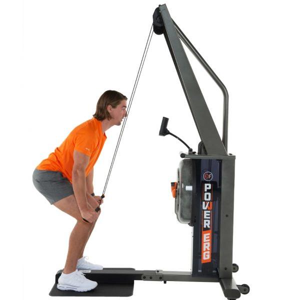 Triceps pulldown exercise on the First Degree Fitness Water Resistance Fluid Power Ski Erg.
