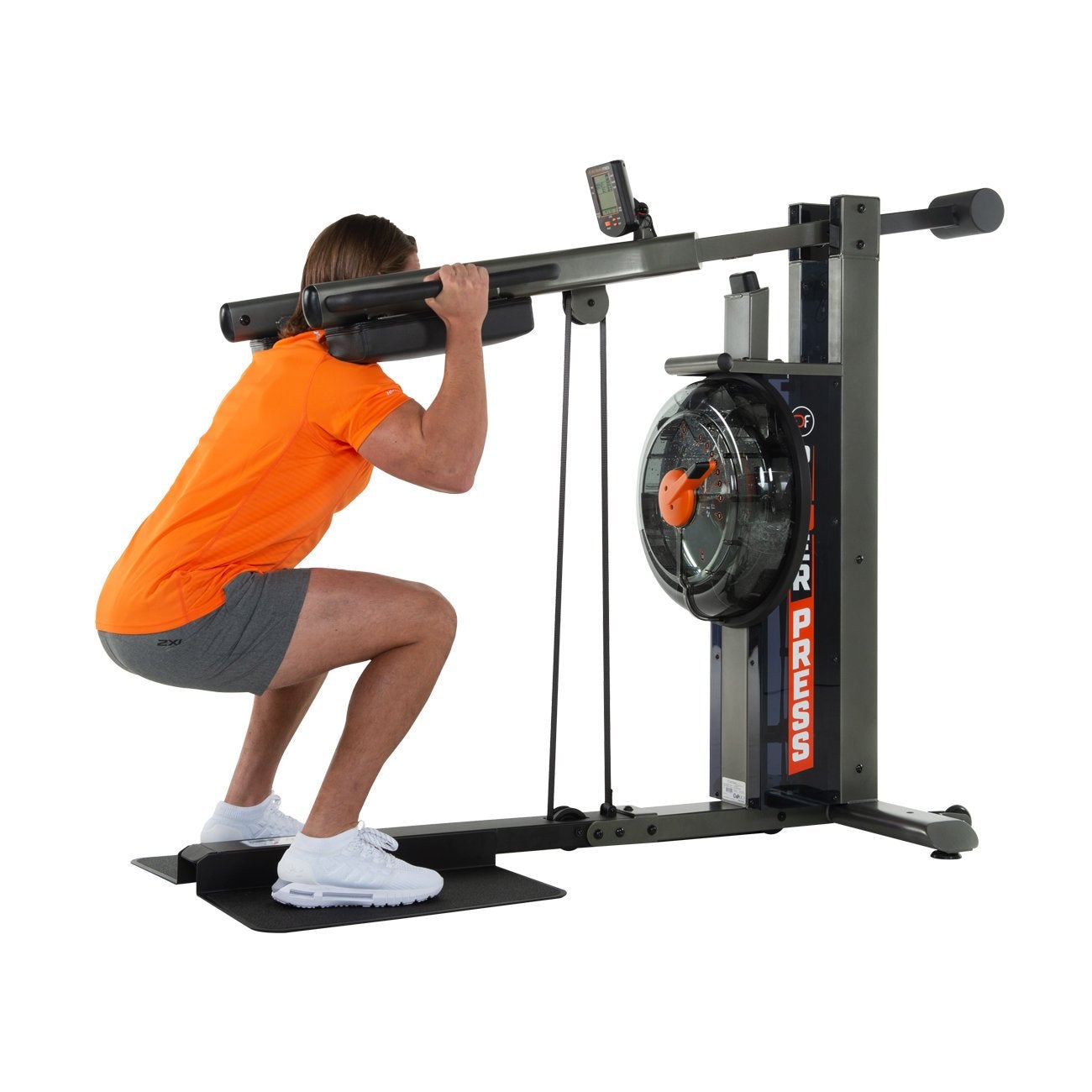 Squat exercise on the First Degree Fitness Fluid Power Press.