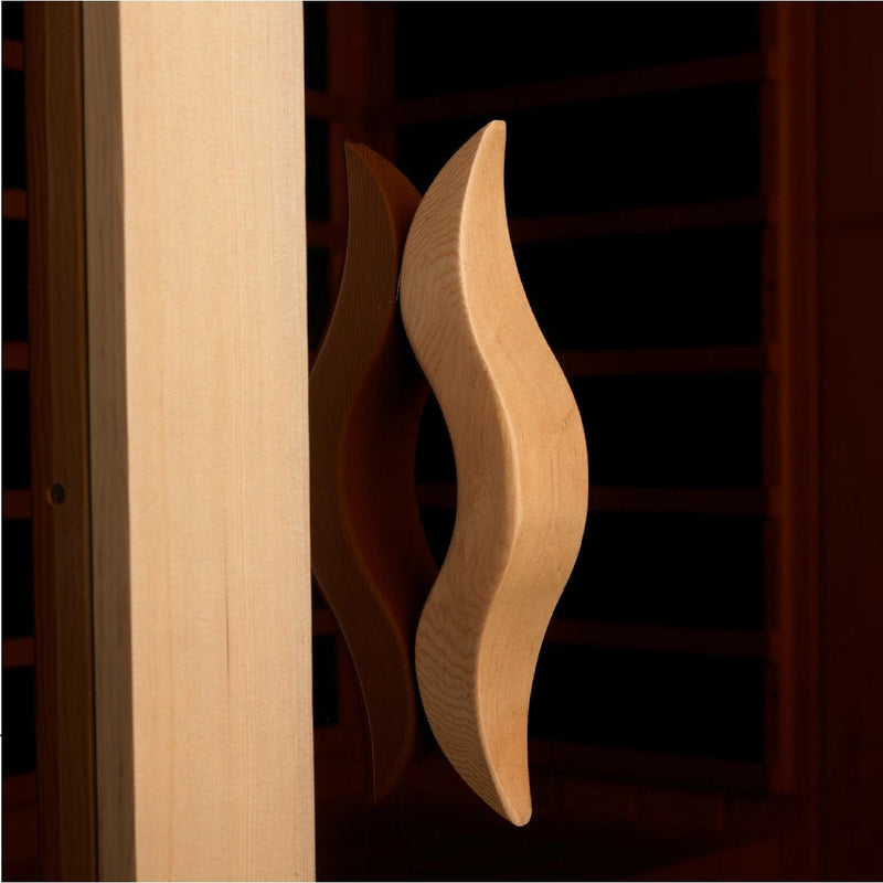 Golden Designs Full Spectrum Sauna Canadian Hemlock handle.