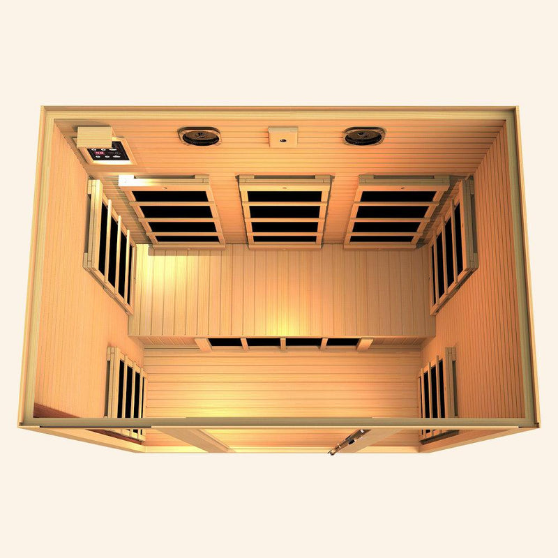 JNH LifeStyles Joyous 3 Person Infrared Sauna top view with premium bluetooth speakers.