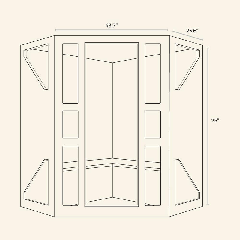 JNH LifeStyles Ensi Corner Infrared Sauna dimensions.