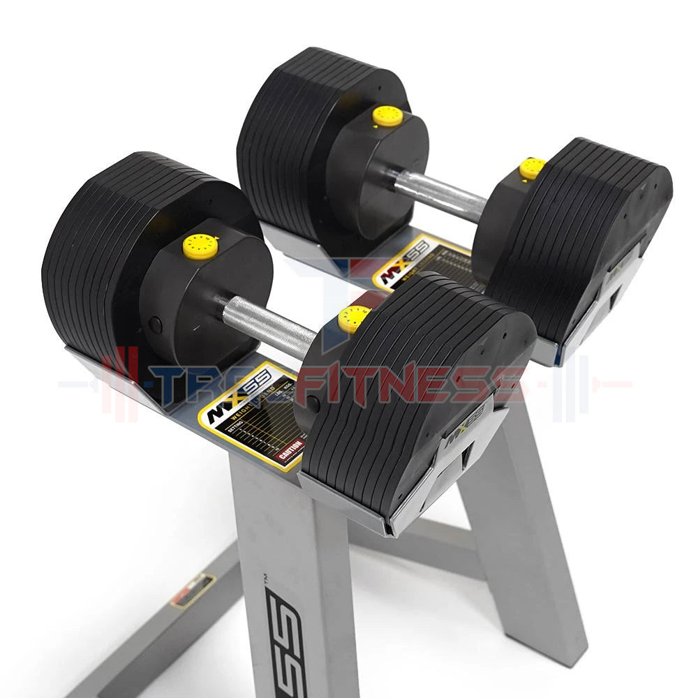 MX55 Adjustable Dumbbells 5 to 55 - compact design.