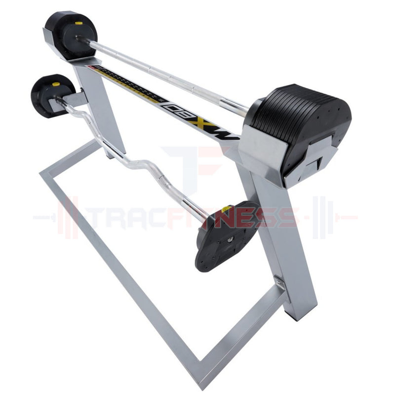 MX80 Select Compact Adjustable Barbells 20-80 lbs with Stand.