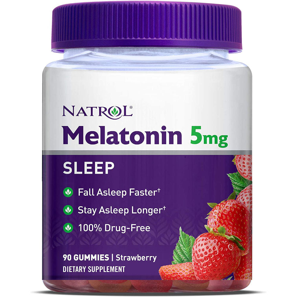 Natrol Melatonin Sleep Aid Gummy,  5mg, 90 Strawberry Flavored Gummies.