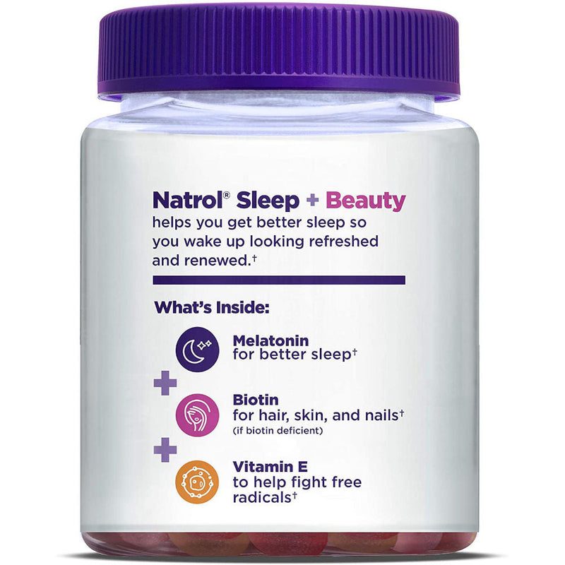 Natrol Sleep+ Beauty Melatonin Sleep Aid Gummies 60 Count - Main Benefits.