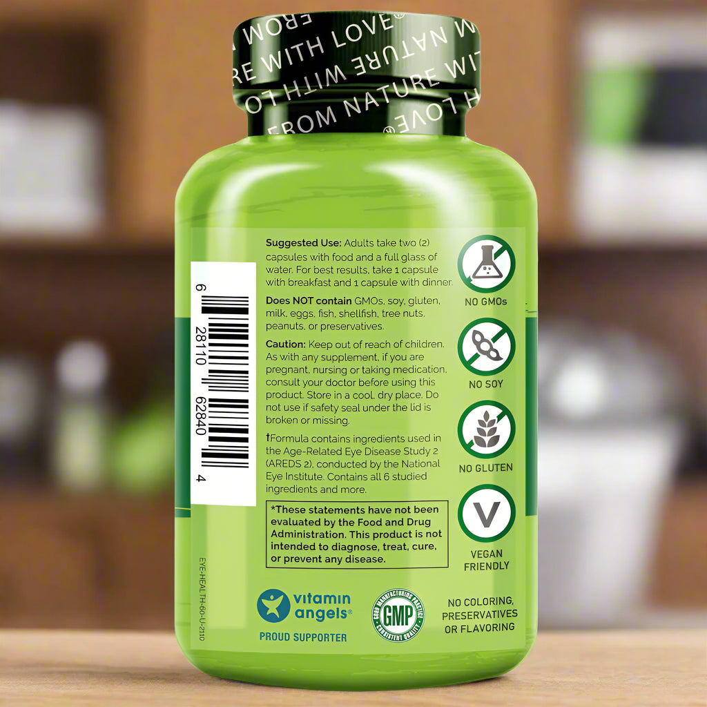 NATURELO Eye Health - AREDS 2 Formula Nutrients 60 Capsules. - Suggested Use.